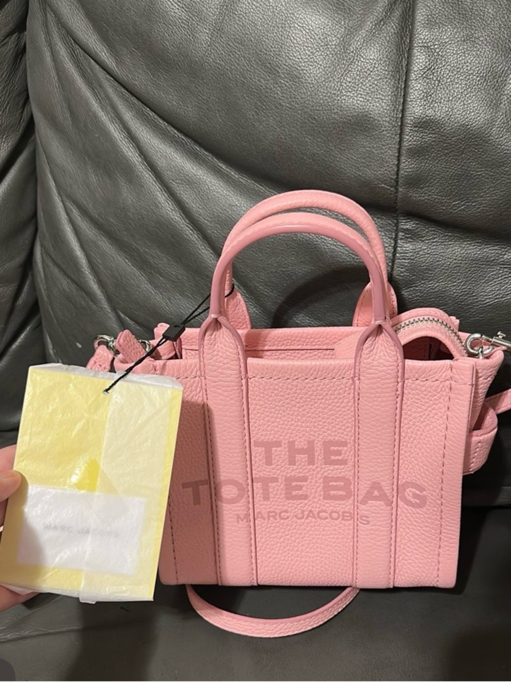 Marc Jacobs Mini Tote Bag in Light Pink Pebbled Leather - Picture 2 of 4